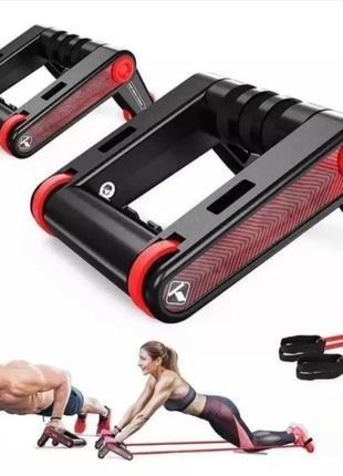 Тренажер для пресса и отжиманий ab roller push up 3 в 1/эспандер для укрепления всего тела2 фото