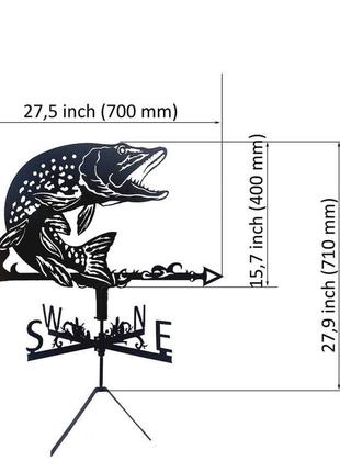 Флюгер на крышу дома "щука"  рыба с металла 2 мм3 фото