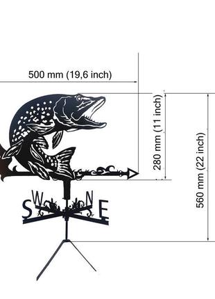 Флюгер на крышу дома "щука"  рыба с металла 2 мм2 фото