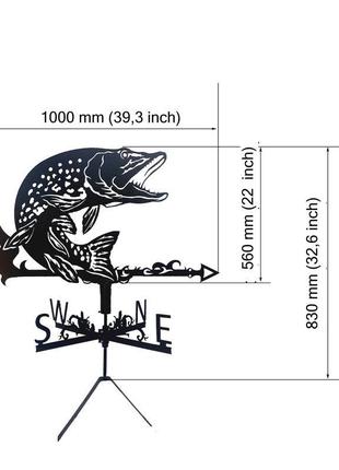 Флюгер на крышу дома "щука"  рыба с металла 2 мм4 фото