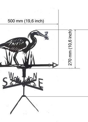 Флюгер на крышу дома "цапля" с металла 2 мм2 фото