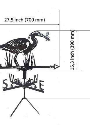 Флюгер на крышу дома "цапля" с металла 2 мм3 фото