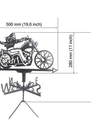 Флюгер на крышу дома "байкер, мотоциклист"" с металла 2 мм2 фото