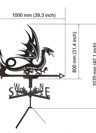 Флюгер на крышу дома "дракон" №3  с металла 2 мм4 фото
