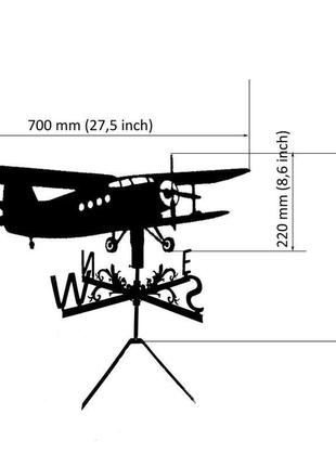 Флюгер на крышу дома "самолет кукурузник" с металла 2 мм3 фото