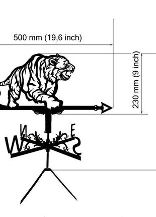 Флюгер на крышу дома "тигр" с металла 2 мм2 фото