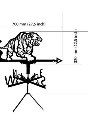 Флюгер на крышу дома "тигр" с металла 2 мм3 фото