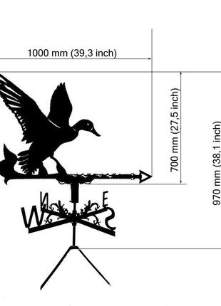 Флюгер на крышу дома утка, качка, птица,  с металла 2 мм.4 фото