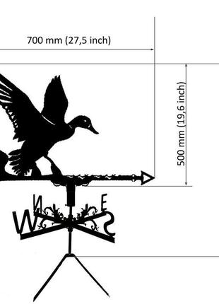 Флюгер на крышу дома утка, качка, птица,  с металла 2 мм.3 фото