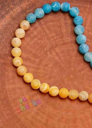 Четки, агат, четки из агата, патриотические четки, сине-желтые четки, морозный агат,...