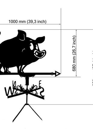 Флюгер на дах будинку "свинка, свиня, кабан" з металу 2 мм4 фото