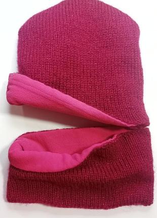 Комплект дитячий шапка та снуд рожевий 2 в 14 фото