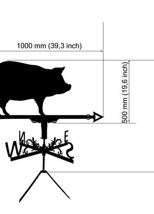 Флюгер на дах будинку "свиня, кабан, порося" з металу 2 мм4 фото