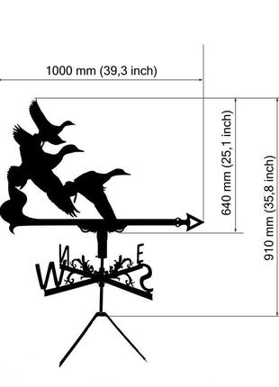 Флюгер на крышу дома "утки, стая птиц, утка, качки" с металла 2 мм4 фото