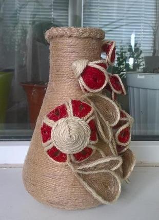 Ваза из джута. ваза ручной работы.2 фото