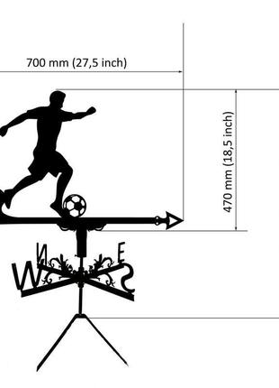 Флюгер на дах будинку "футболіст" з металу 2 мм3 фото