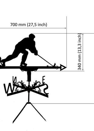 Флюгер на дах будинку "хоккеїст, хокей" з металу 2 мм3 фото