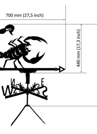 Флюгер на крышу дома "скорпион" с металла 2 мм3 фото