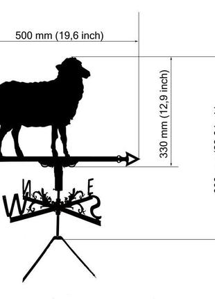 Флюгер на крышу дома "овечка, овца" с металла 2 мм2 фото