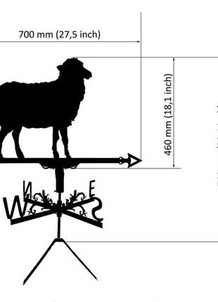 Флюгер на крышу дома "овечка, овца" с металла 2 мм3 фото