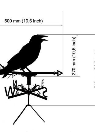 Флюгер на крышу дома "ворон, птица варона" с металла 2 мм2 фото