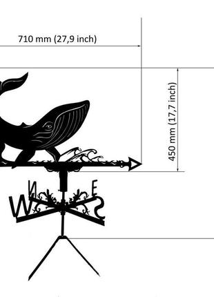 Флюгер на крышу дома "кит" с металла 2 мм3 фото
