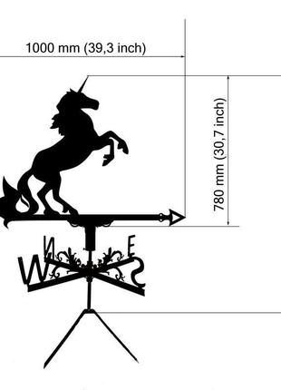 Флюгер на крышу дома "единорог" с металла 2 мм4 фото