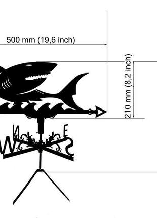 Флюгер на крышу дома "акула" с металла 2 мм2 фото