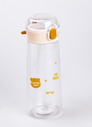 Пляшка для води дитяча 600 мл із трубочкою помаранчева4 фото