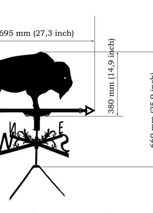Флюгер на дах будинку "бізон, зубр" з металу 2 мм3 фото