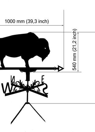 Флюгер на дах будинку "бізон, зубр" з металу 2 мм4 фото