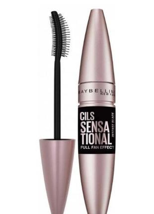 Туш для вій maybelline lash sensational intense black інтенсивний чорний, 9.5 мл