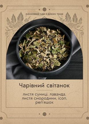 "чарівний світанок" - ранковий чай з диких трав (лаванда, листя смородини, гісоп, листя суниці)2 фото