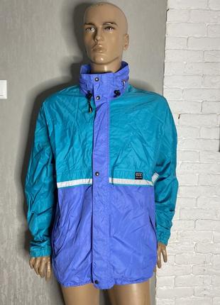 Винтажная непромокаемая куртка ветровка дождевик олимпийка большого размера батал винтаж имталия aqua guard, xxxl