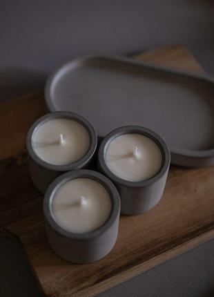 Ароматичні свічки з соєвого воску (3шт.) + гіпсова підставка2 фото