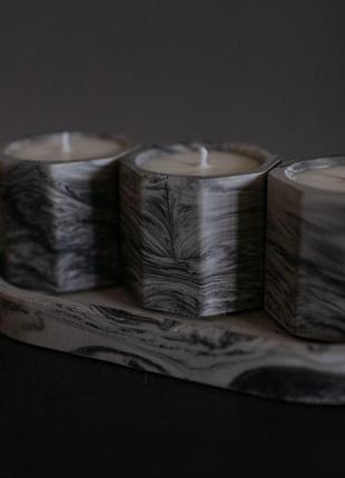 Ароматичні свічки з соєвого воску (3шт.) + гіпсова підставка3 фото