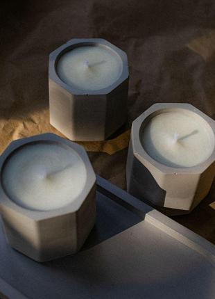 Ароматичні свічки з соєвого воску (3шт.) + гіпсова підставка