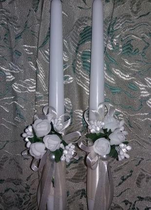 Айвори свадебные родительские свечи "букет"2 фото