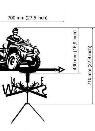 Флюгер на крышу дома "квадроциклист" с металла 2 мм3 фото