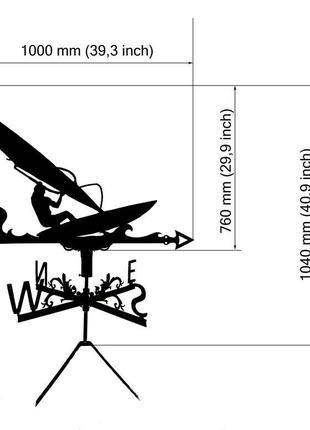 Флюгер на крышу дома "серфингист" №2 с металла 2 мм4 фото