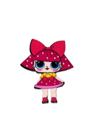 Серединка для бантика (пластиковий декор) 3,8 см, лялечка лол (малинове волосся), шт, різнокольоровий