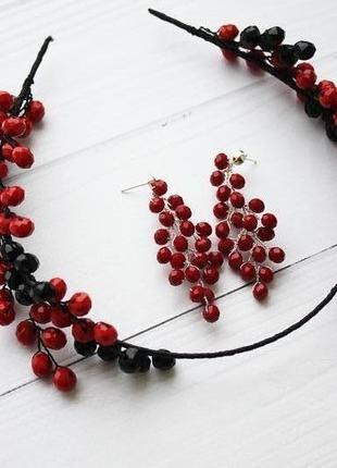 Ободок  для волос красно-черный