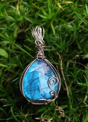 (продано) 💙кулон з лабрадоритом💙 кулон wire wrap