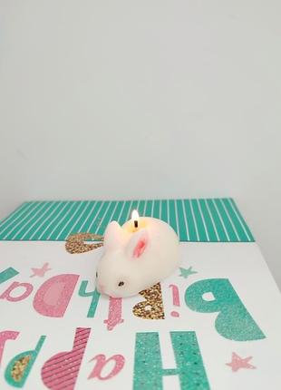 Свічка соєва, кролик, зайчик, свічка на день народження, пасху.