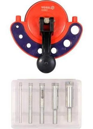 Набор шаблон для сверления плитки 4-12 мм присоска vorel-03963