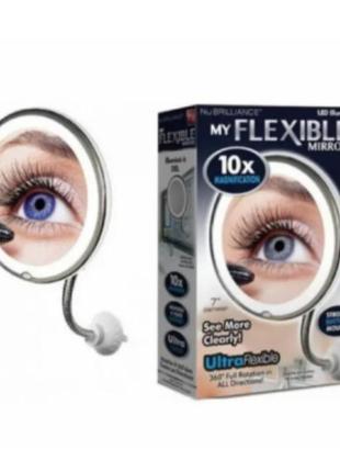 Дзеркало для макіяжу ultra flexible mirror з led-підсвіткою, 10-кратне збільшення