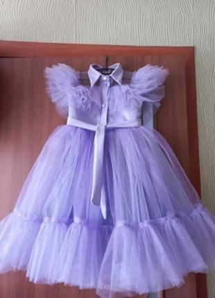 Сиреневое детское нарядное  платье для девочки в стиле уэнздей1 фото