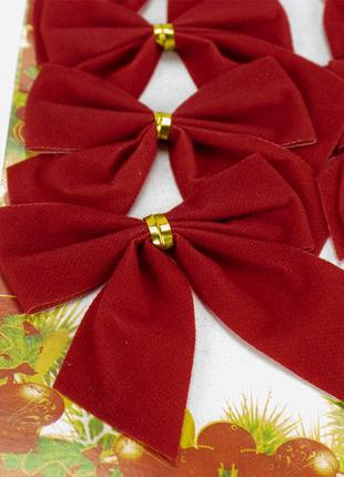 Новогодний декор бантики бархатные (уп. 12шт) красный