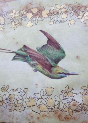 Птичка-невеличка. рисунок, ручная работа, 2022г автор - мишарева наталья8 фото