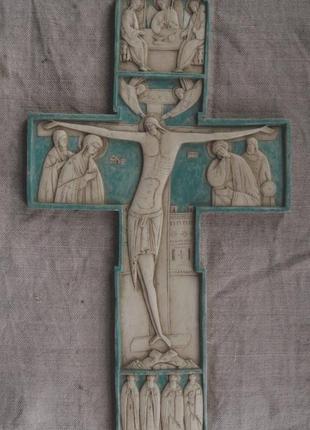 Хрест із зображенням розп'яття з майбутніми, трійці і святих2 фото